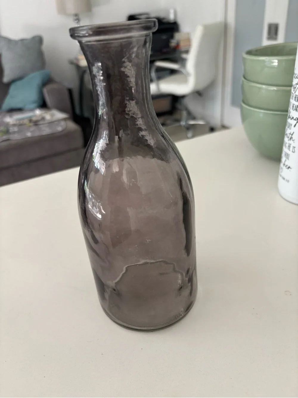Smoky Gray Decorative Glass Vase - Elegant Home Accent
